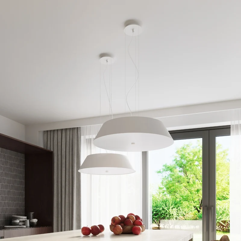Minimalistische Deckenleuchte aus weißem Stoff für Wohnzimmer – Asterion