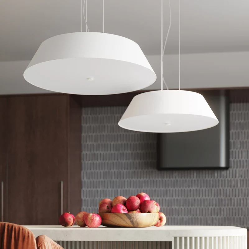 Minimalistische Deckenleuchte aus weißem Stoff für Wohnzimmer – Asterion