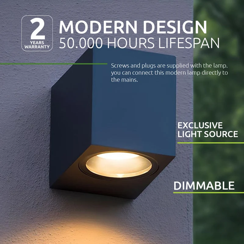 8-teilig | Wand-/Außenleuchte | Inkl. 8x PHILIPS Strahler | Komplett | San Diego | IP44 | 1x GU10 | Schwarz