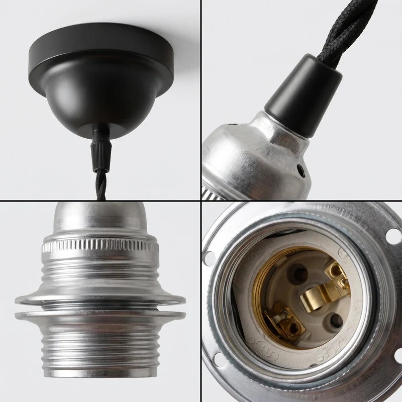 E27 Decken Pendelleuchte mit 1m Verdrilltem Kabel Schwarz | LEDSone~4064