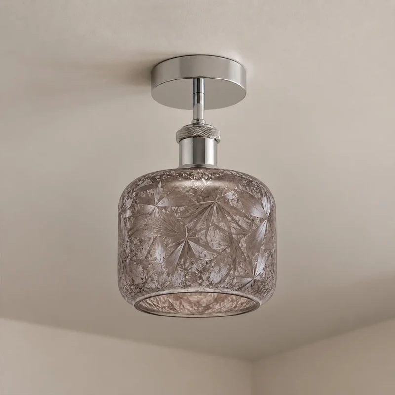 Vintage halbbündige Deckenleuchte E27 Milchglas Innen lampe~4063