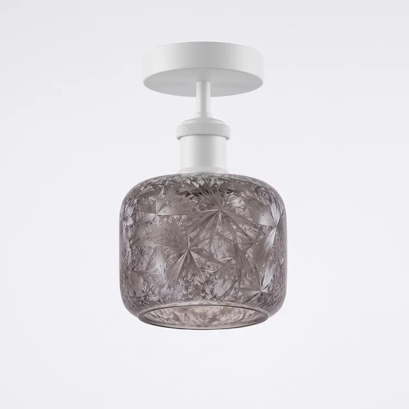Vintage halbbündige Deckenleuchte E27 Milchglas Innen lampe~4063