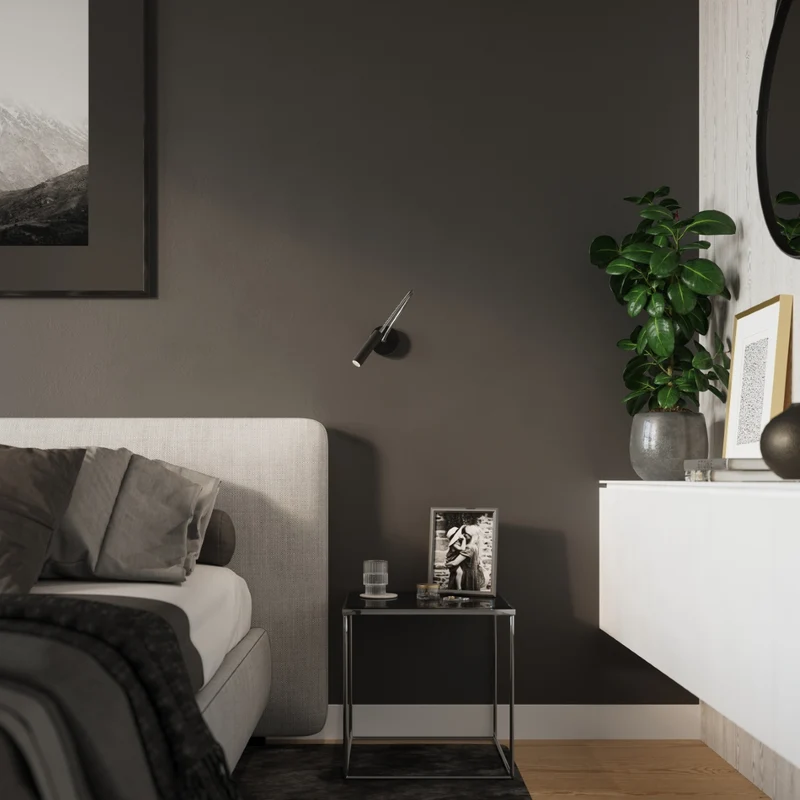 Minimalistische schwarze schwenkbare Wandleuchte – Modèle Noxeral