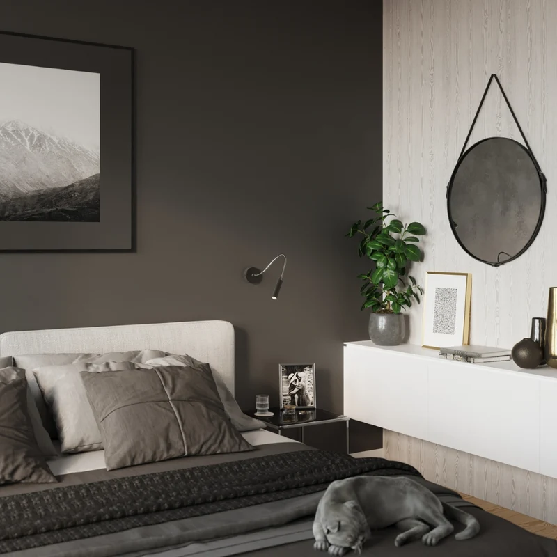 Minimalistische schwarze schwenkbare Wandleuchte – Modèle Noxeral