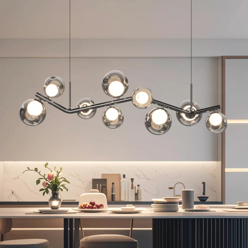 Glass Globe Pendant Light Smoke Grey Italian LED