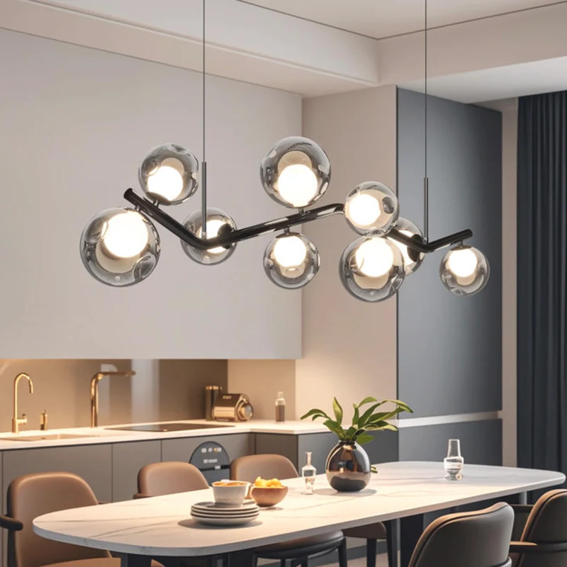 Glass Globe Pendant Light Smoke Grey Italian LED