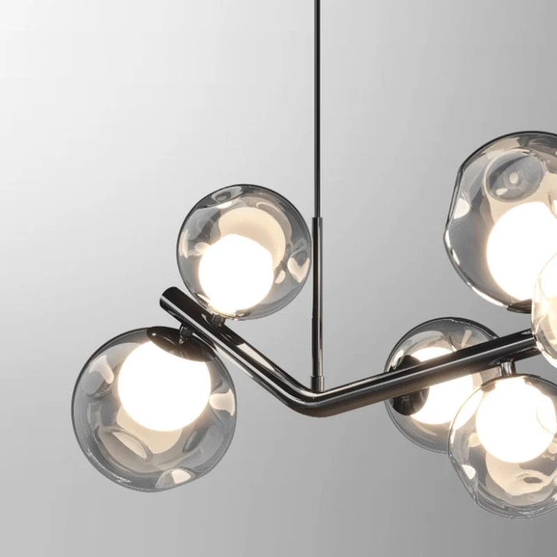 Glass Globe Pendant Light Smoke Grey Italian LED
