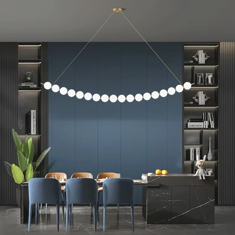 Necklace Pendant Light Brass White Globe LED