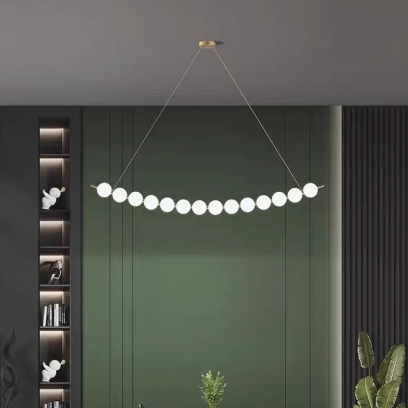 Necklace Pendant Light Brass White Globe LED