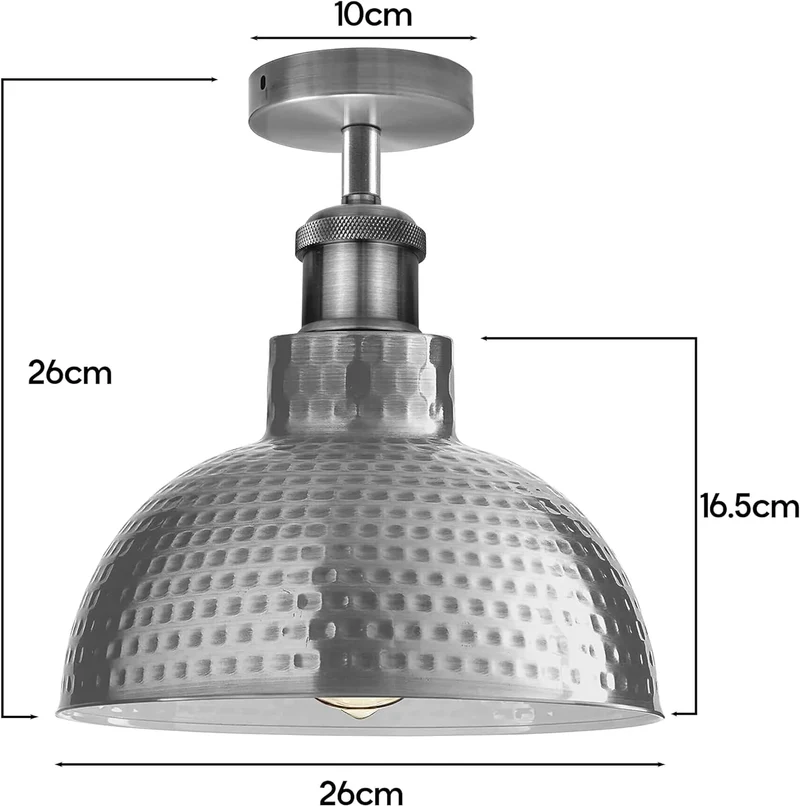 Gehämmerte Deckenlampe Küche – Vintage Barlampe Industrie Gastk | Ø 26cm | E27 ~4080