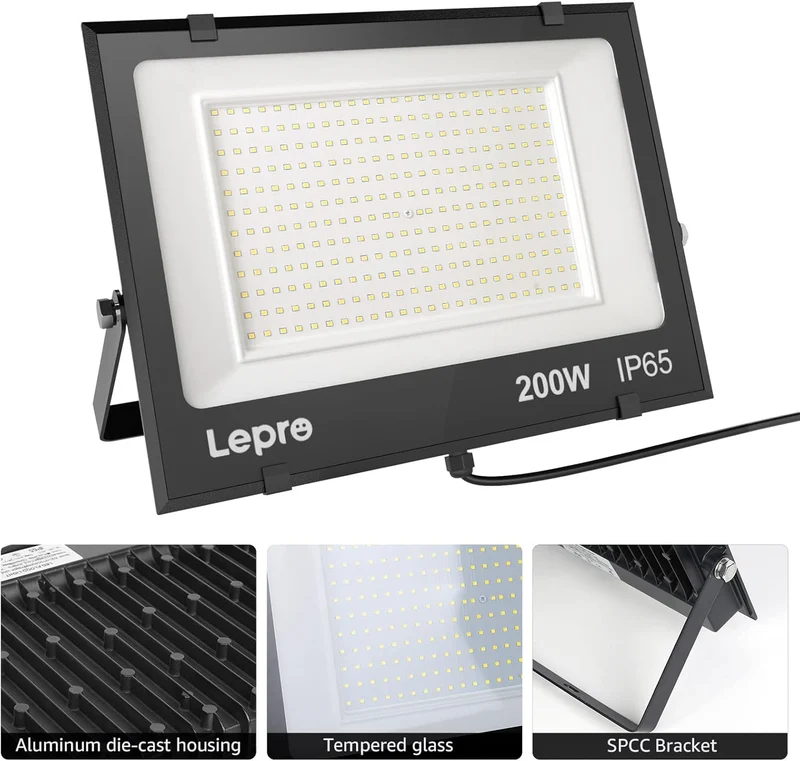 LED Strahler Außen, 200W LED Fluter Superhell Außenstrahler 24000LM, IP65 Wasserdicht 6500K Scheinwerfer Flutlicht mit 2835 SMD LEDs, Außenlampe für Garten, Innenhöfe, Garage, Hotel, Sportplatz