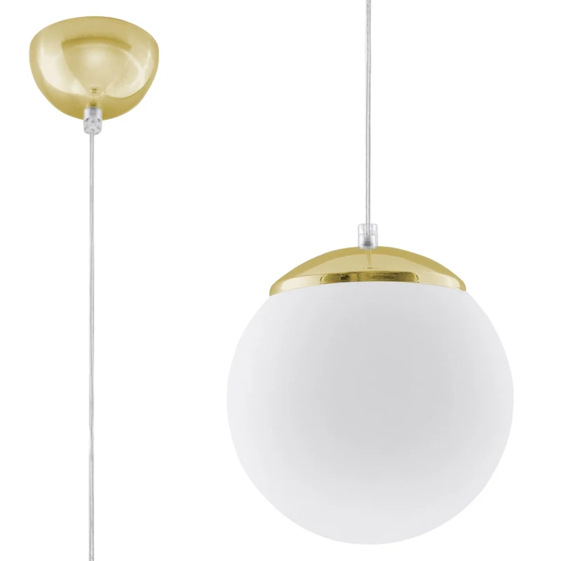 Hängeleuchte mit Glaskugel in Weiß und Gold für das Wohnzimmer – Modèle Elyone