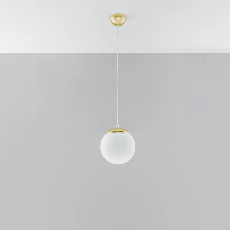 Hängeleuchte mit Glaskugel in Weiß und Gold für das Wohnzimmer – Modèle Elyone