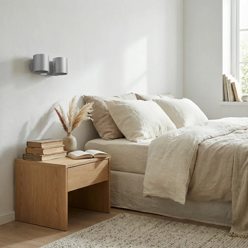 Moderne Wandleuchte aus Aluminium in Grau für das Wohnzimmer – Nerion