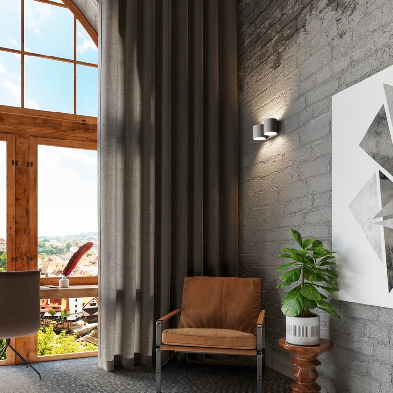 Moderne Wandleuchte aus Aluminium in Grau für das Wohnzimmer – Nerion