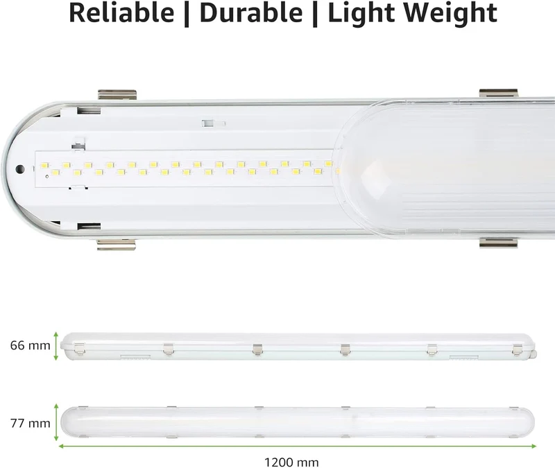 4x 120 cm LED Feuchtraumleuchten, 36W, 5400lm, 4000K Neutralweiß, IP65, Wasserfest für Keller, Werkstatt, Garage, Innen- & Außenbereich