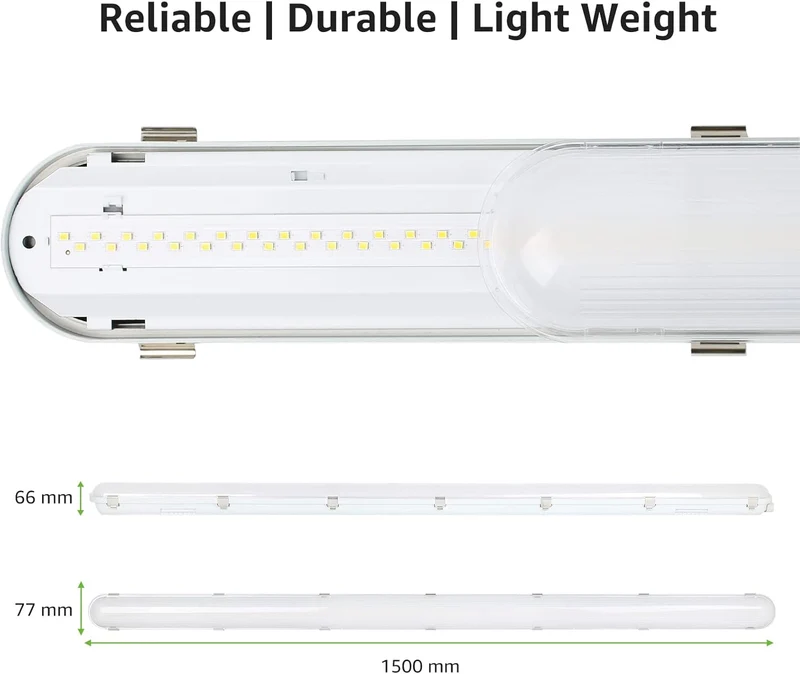 4x LED Feuchtraumleuchte 150cm, 48W 7,200lm Superhell LED Wannenleuchten, LED Feuchtraum Leuchte Neutralweiß 4000K IP65 , Wasserfest Kellerleuchte im Reihenschaltung, Werkstattleuchte, Garage