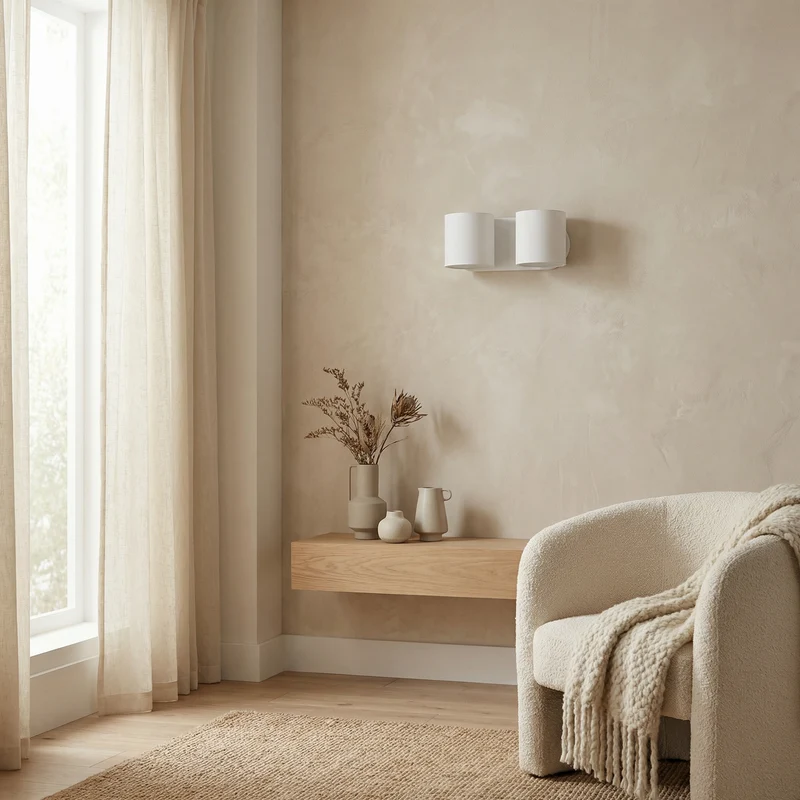 Moderne weiße zylindrische Wandleuchte – Oréziane