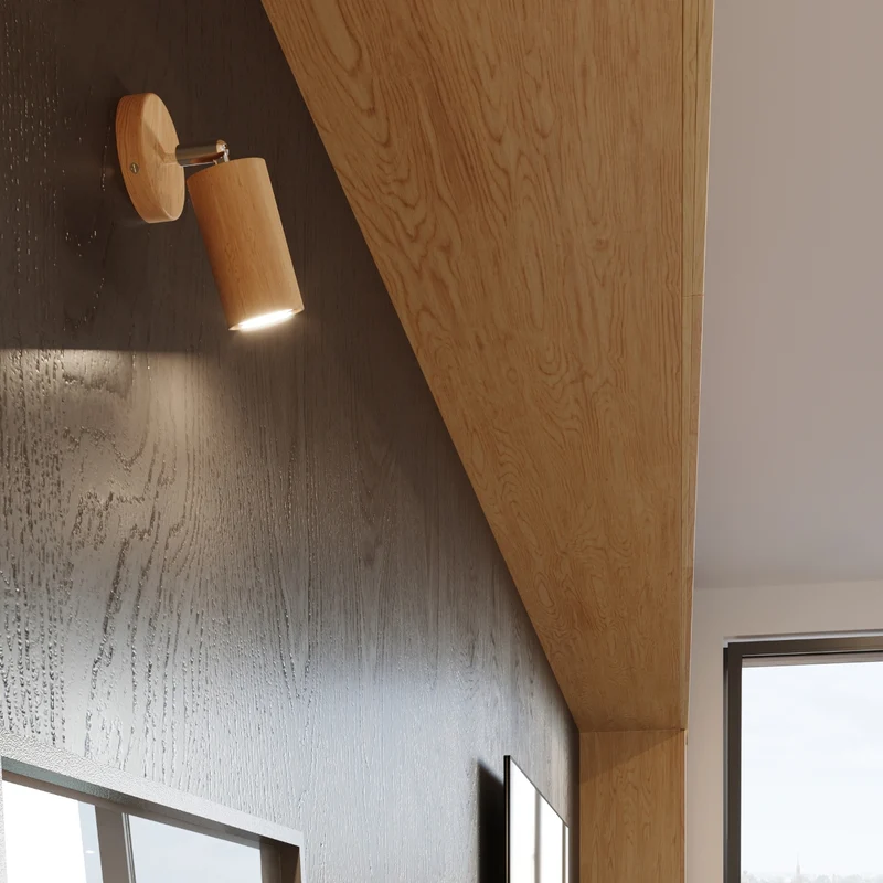 Deckenleuchte aus Naturholz für das Wohnzimmer – Modell Nørvian