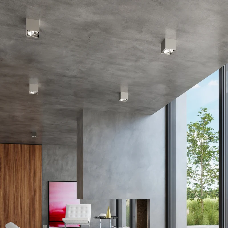 Moderner grauer Würfel-Deckenleuchter für Wohnzimmer – Modell Arkania