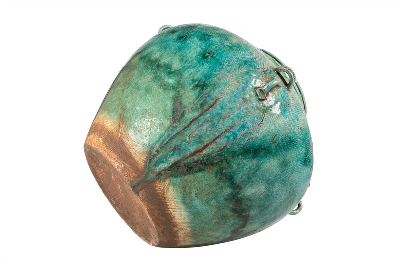 Casa Padrino Luxus Vase Grün Ø 32 x H. 30 cm - Große bauchige Deko Vase aus Steingut in Grün - Luxus Deko Accessoires