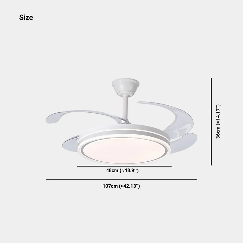 White Ceiling Fan Light Quiet with Retractable Blades