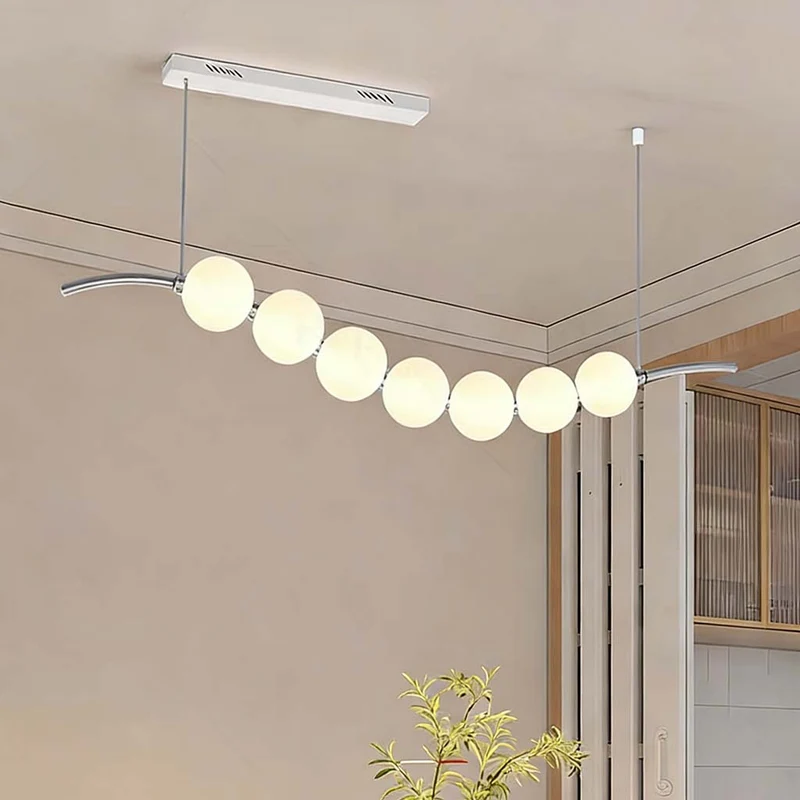 Pearl Round/Linear Chandelier Pendant Light LED, Chrome