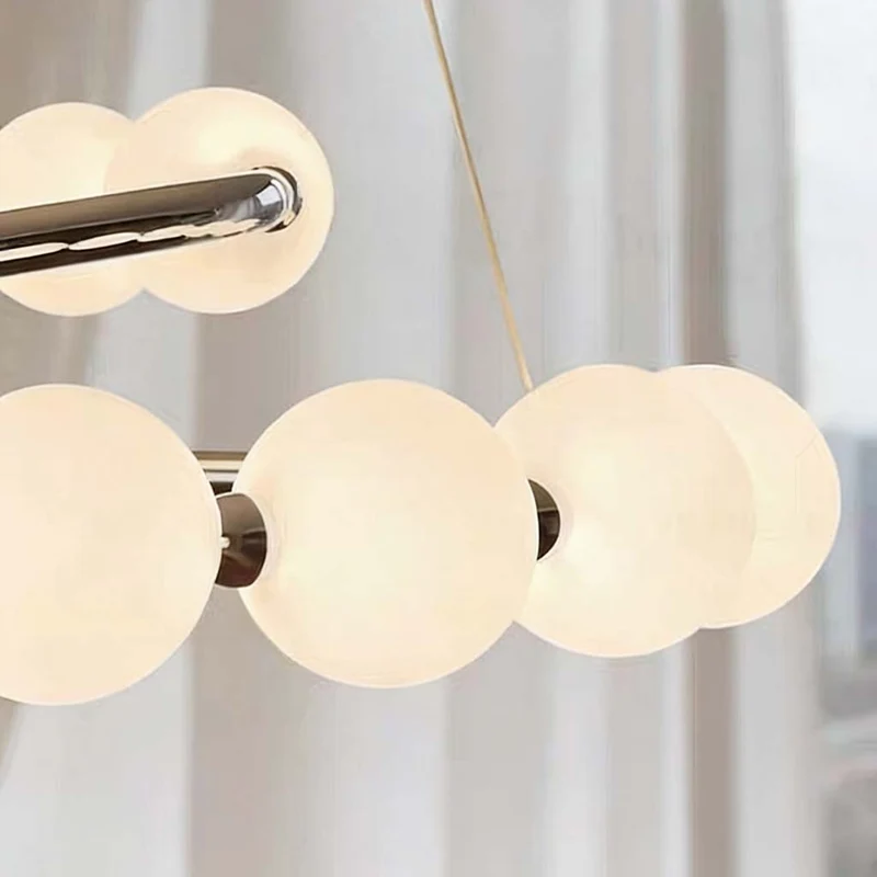Pearl Round/Linear Chandelier Pendant Light LED, Chrome
