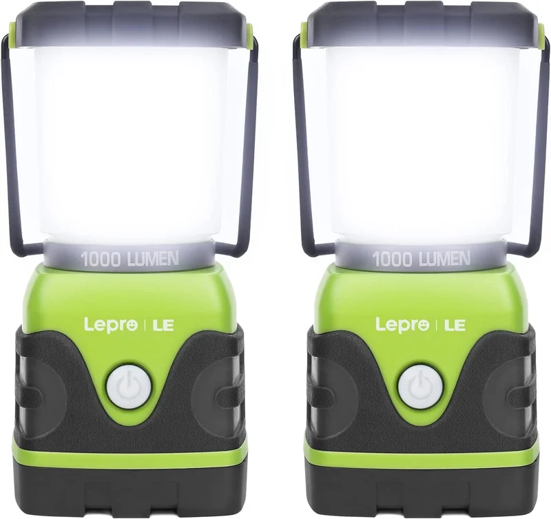 LE LED Campinglampe, Ultra Hell 1000 Lumen, 4 Leuchtmodi Dimmbar Suchscheinwerfer, Batteriebetrieben Notfallleuchte für Stromausfällen, Wandern, Notfall, Ausfälle und so weiter, 2 Stück