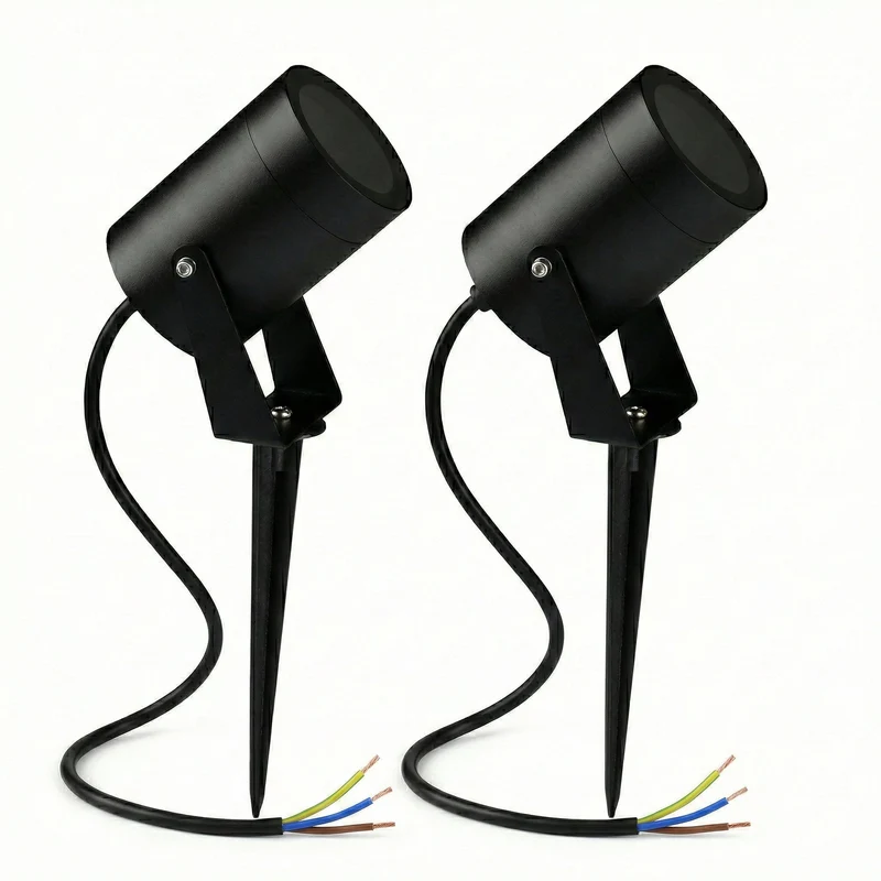 2-teiliger Spike-Scheinwerfer | Spike | GU10 | IP65 | Schwarz | Rund