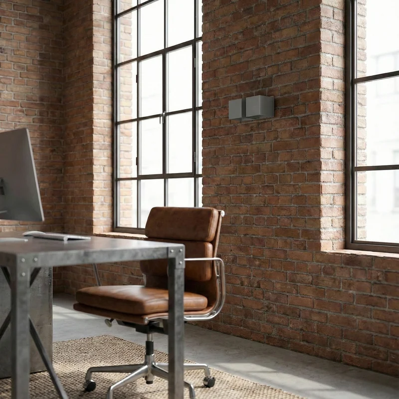 Minimalistische graue Wandleuchte mit doppeltem Lichtstrahl – Orphéon