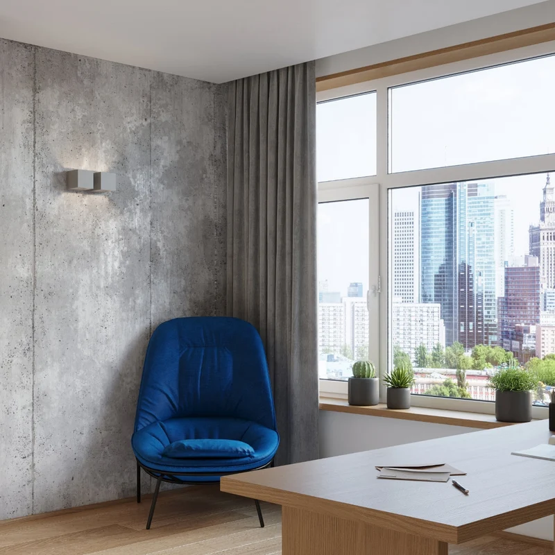 Minimalistische graue Wandleuchte mit doppeltem Lichtstrahl – Orphéon