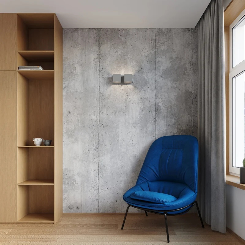 Minimalistische graue Wandleuchte mit doppeltem Lichtstrahl – Orphéon