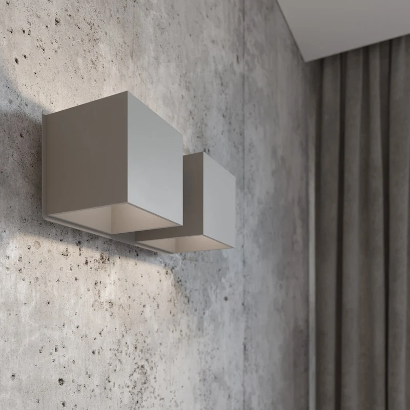 Minimalistische graue Wandleuchte mit doppeltem Lichtstrahl – Orphéon