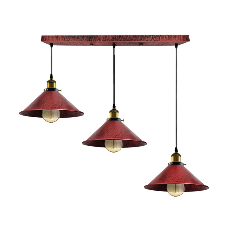 3 flammige Pendelleuchte Esstisch – Vintage Trichter Hängelampe | Ø 22cm | E27 ~4078