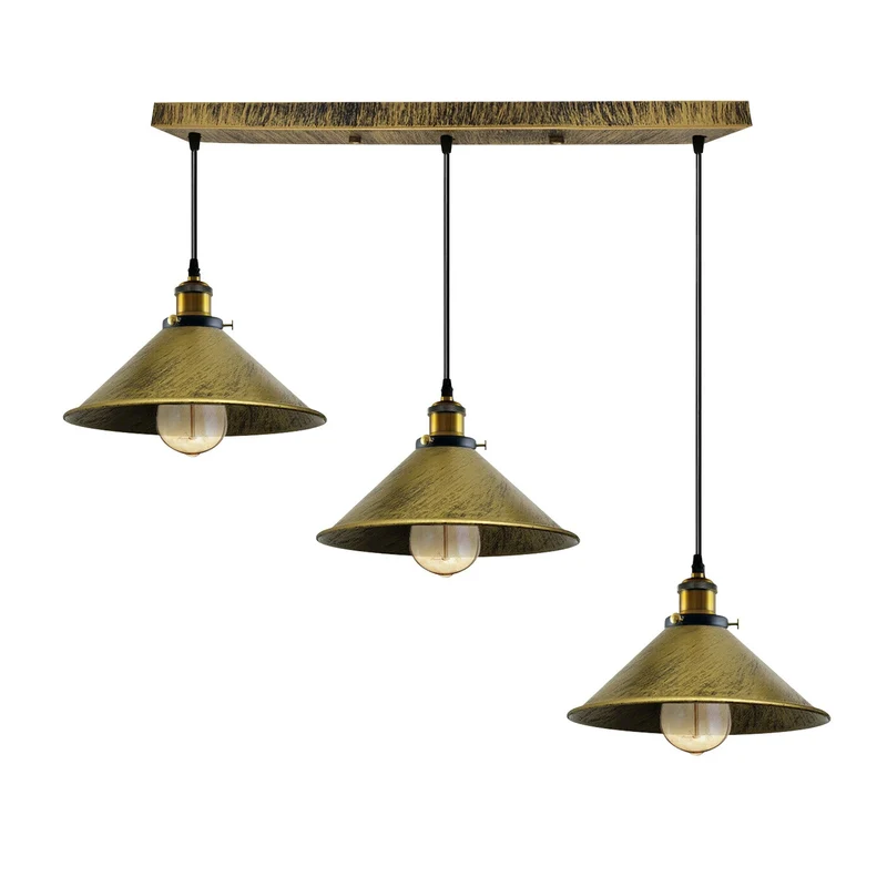 3 flammige Pendelleuchte Esstisch – Vintage Trichter Hängelampe | Ø 22cm | E27 ~4078
