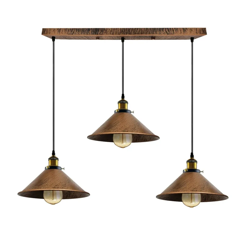 3 flammige Pendelleuchte Esstisch – Vintage Trichter Hängelampe | Ø 22cm | E27 ~4078