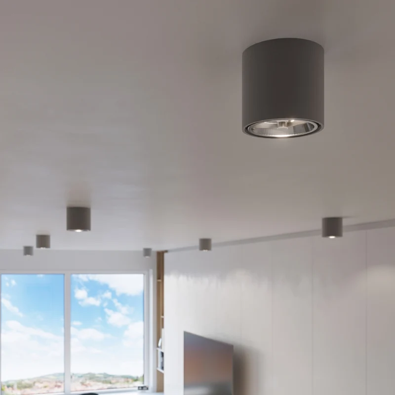 Moderner grauer zylindrischer Deckenleuchter Wohnzimmer – Modell Eryndra