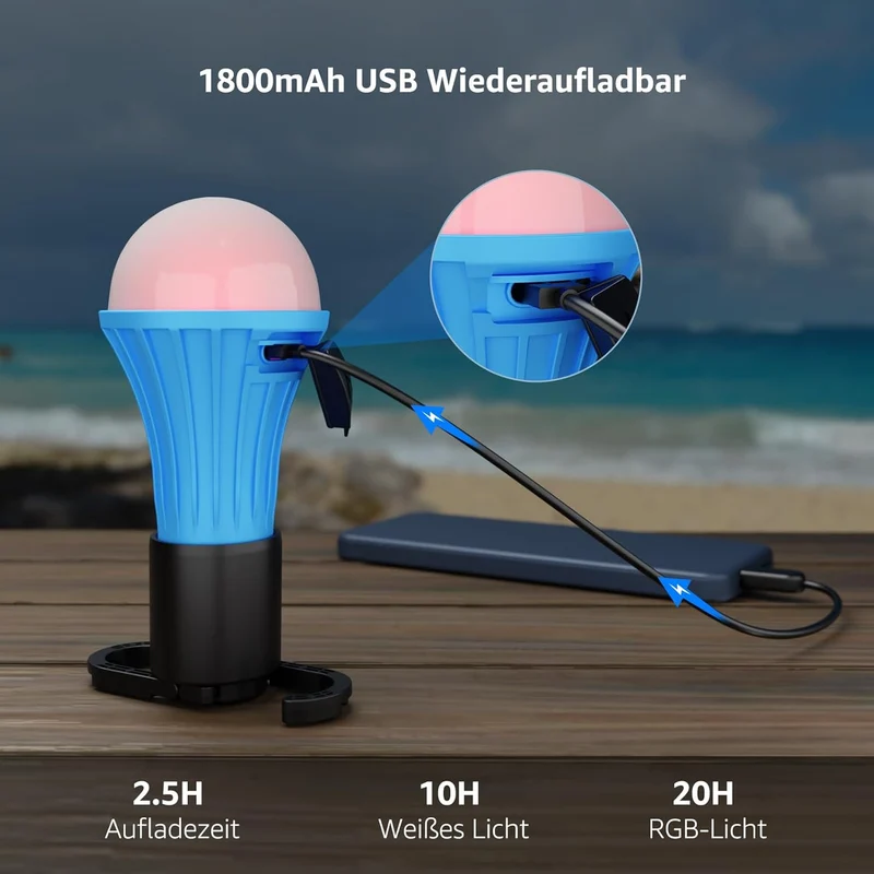 Campinglampe Aufladbar, Lepro Camping Zubehör Camping lampe Zeltlampe Glühbirne Notlicht, 7 Leuchtmodi, 2 Stück für Camping Abenteuer Angeln Garage Notfall Stromausfall