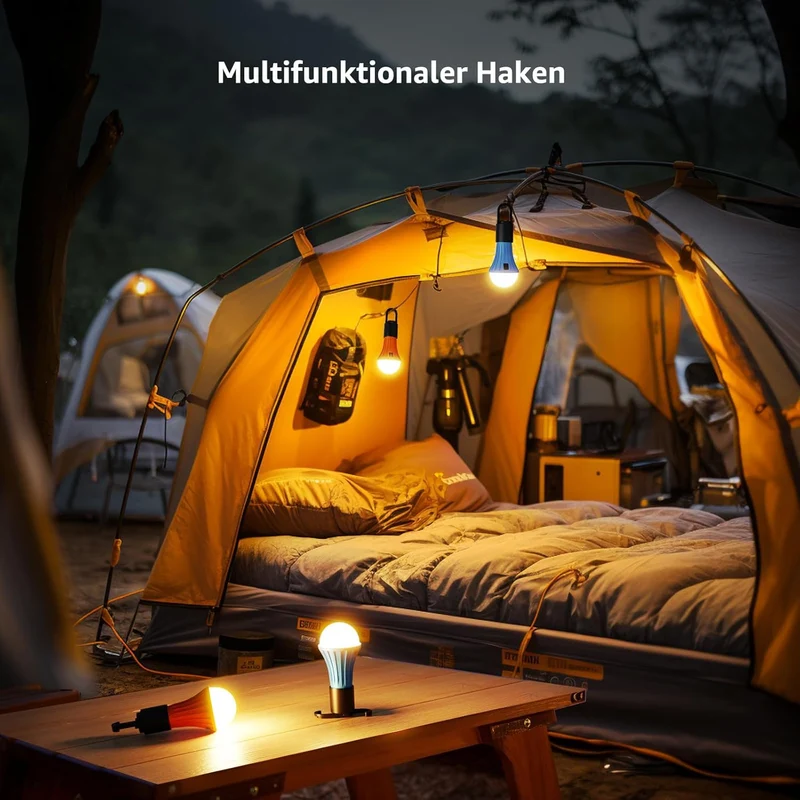 Campinglampe Aufladbar, Lepro Camping Zubehör Camping lampe Zeltlampe Glühbirne Notlicht, 7 Leuchtmodi, 2 Stück für Camping Abenteuer Angeln Garage Notfall Stromausfall