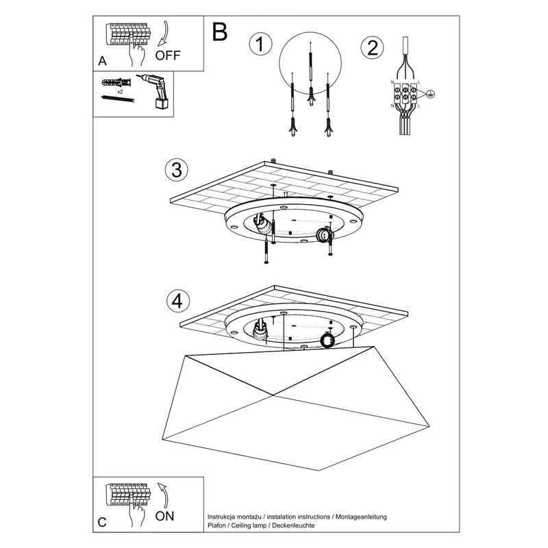 Moderner geometrischer Deckenleuchter silber Wohnzimmer – Orisca
