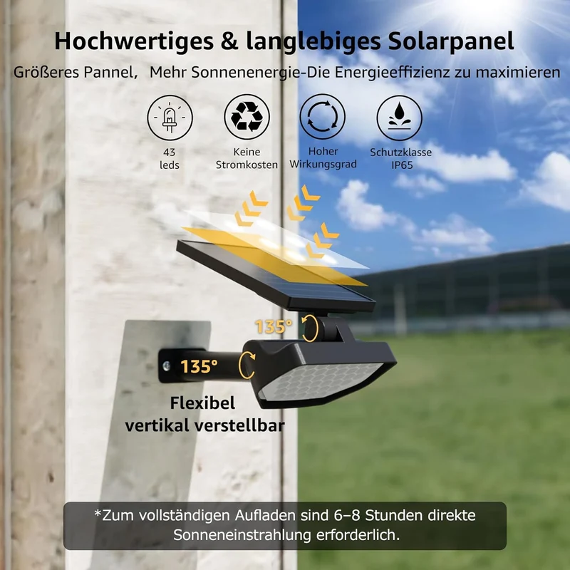 Lepro Solarlampen für Außen Garten, IP65 Solarleuchten mit Drehbaren Solar Panel, 2-in-1 Solar Strahler Außen mit 2 Beleuchtungsmodi, Solar Wegeleuchten für Gärten, Eingang, Garage, 4 Stück Warmweiß