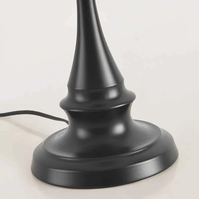 Linen Table Lamp Bedside Ambient Black Base