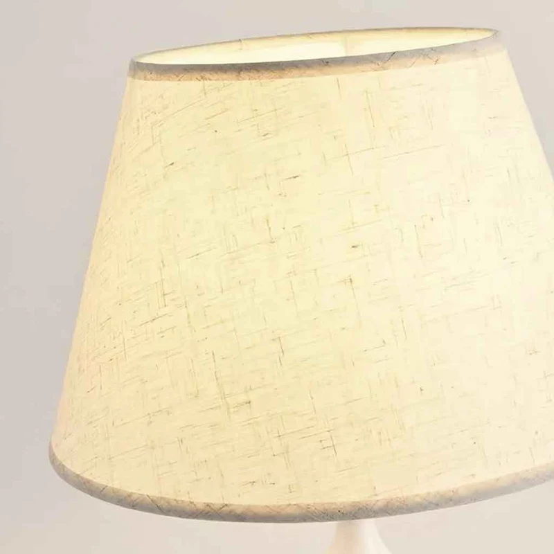 Linen Table Lamp Bedside Ambient Black Base
