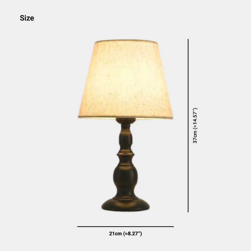 Linen Table Lamp Bedside Ambient Black Base