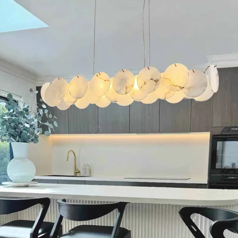 Linear Pendant Light Luxury with Alabaster Discs