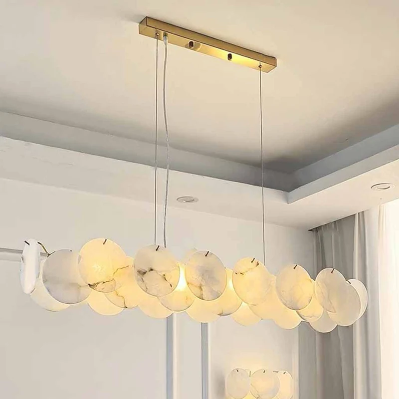 Linear Pendant Light Luxury with Alabaster Discs