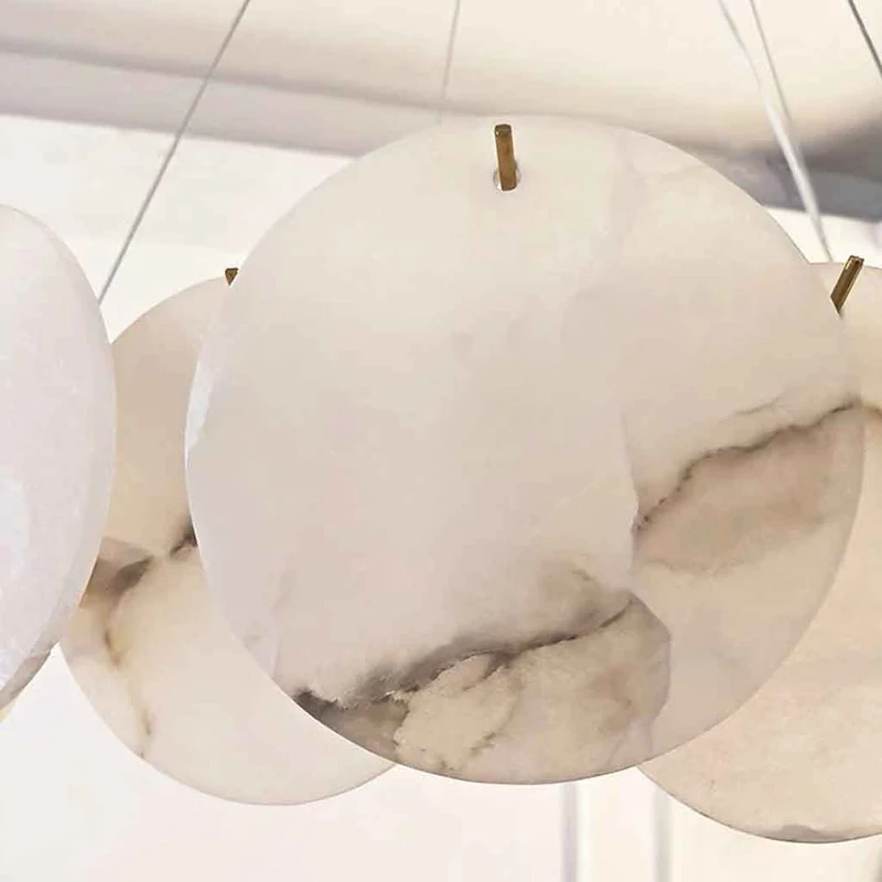 Linear Pendant Light Luxury with Alabaster Discs