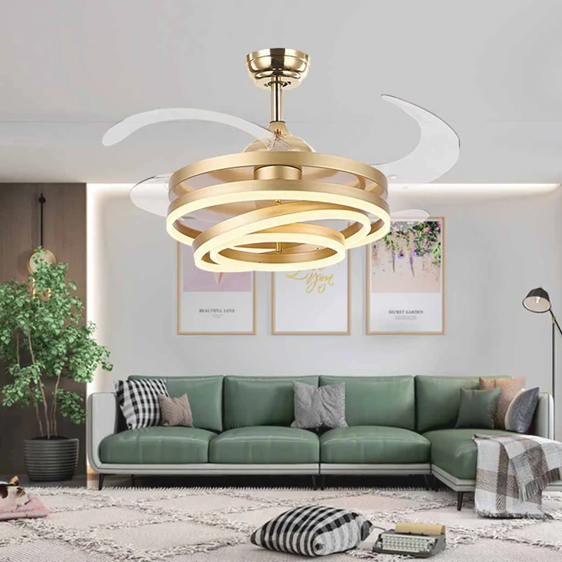 Cool Retractable 4-Blade Ceiling Fan with Light, 3 Colors
