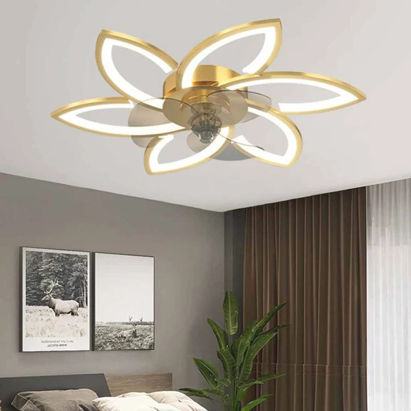 Flower Ceiling Fan with Light Semi-Flush, 3 Colors